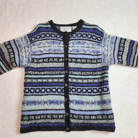 Northern Isles Hand Knit Wool Button Cardigan Sweater Jacket Womens Large - Picture 4 of 7